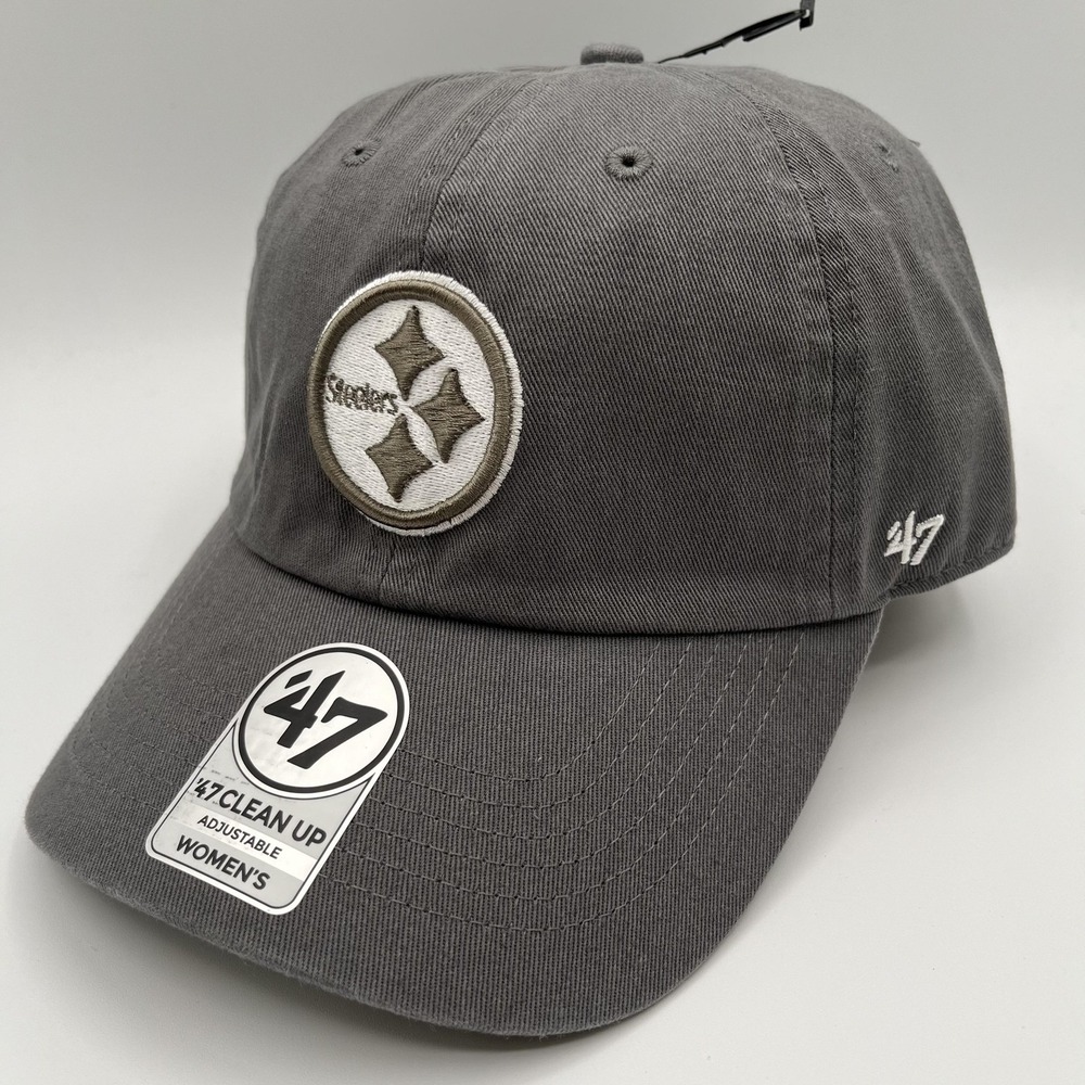 Pittsburgh Steelers 47 Brand Hat Cap Strap Back Womens Clean Up Dad Gray NFL NEW